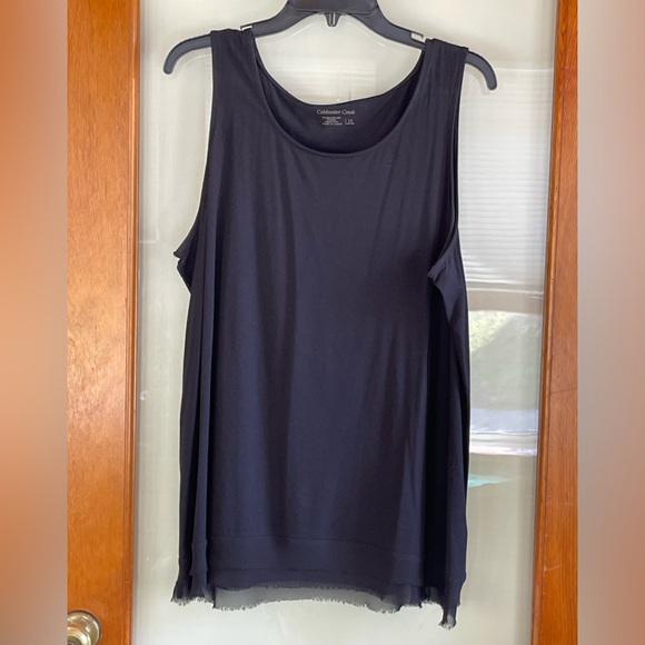 Coldwater Creek Tops - Coldwater Creek black tank w/chiffon edge 1X